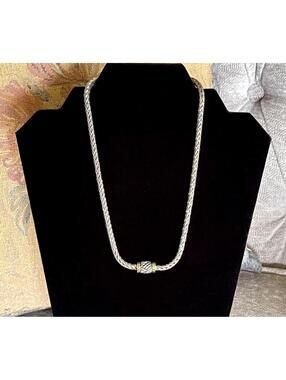 Silver and Gold Two-Tone Braided Chain Necklace